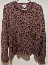 Sundry Women's Leopard Print Drapey Sweatshirt Size XS