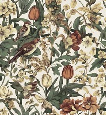 Erfoni Papel tapiz de pájaros florales vintage 17.3 x 17.3" x 118", Beige