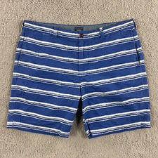 J.Crew Stanton Blue 9" Chino Shorts Mens 38 Cotton Striped Flat Front Khakis