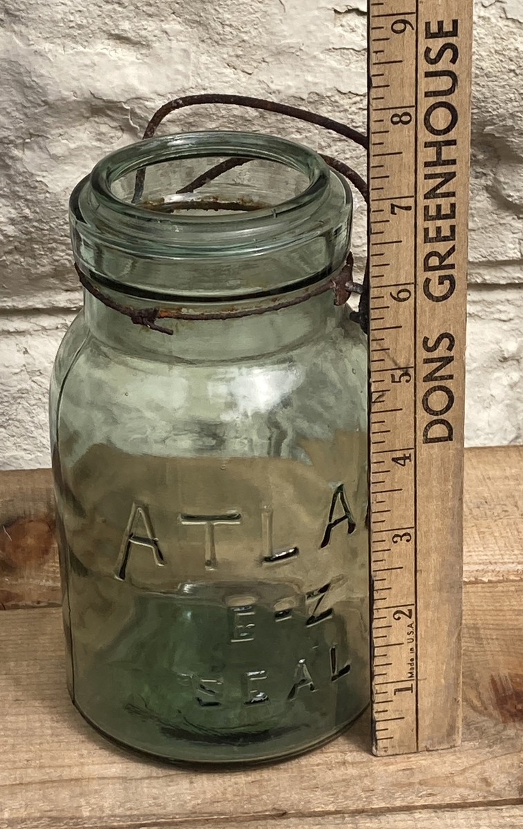 Vintage Atlas E-Z Seal Green Jar Quart Canning Jar Antique 7” | eBay