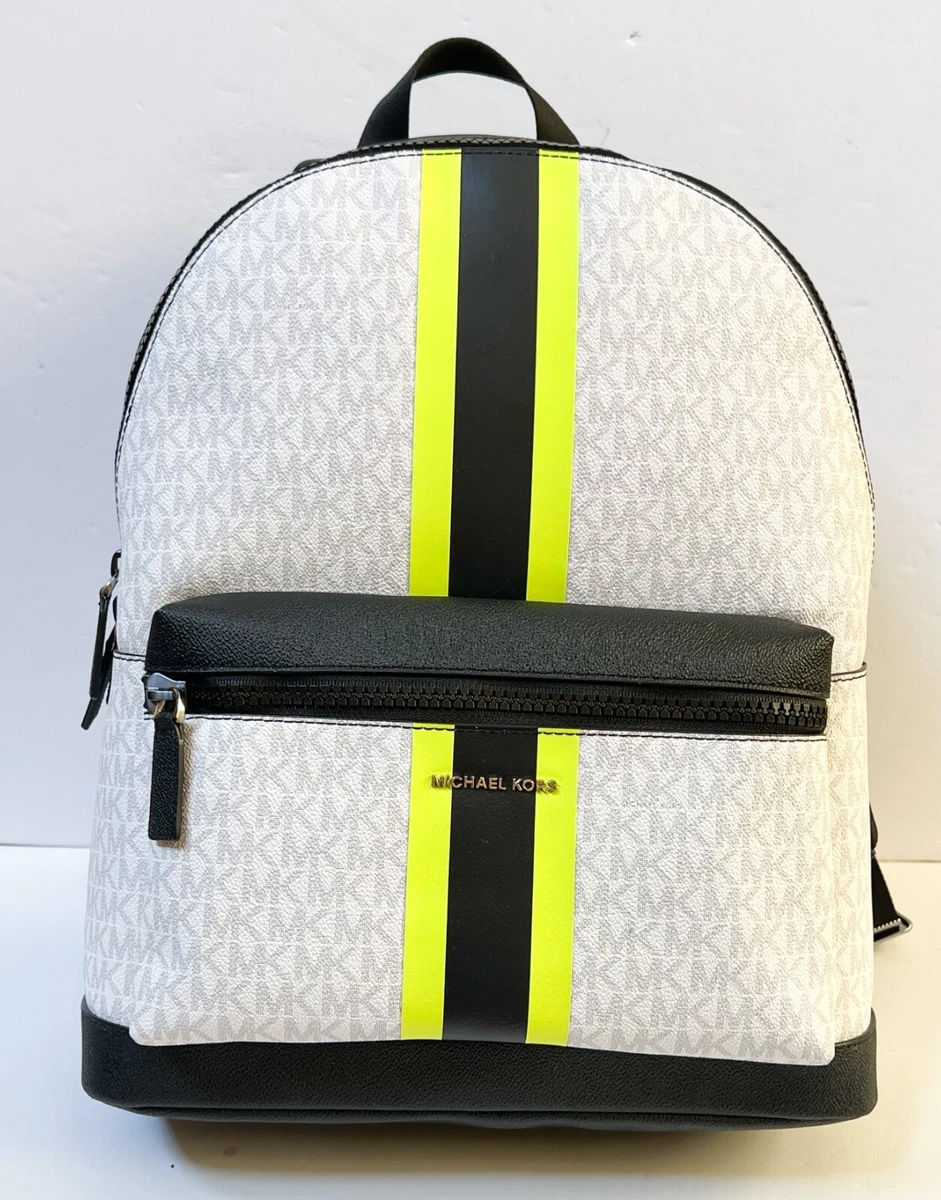 MICHAEL KORS COOPER BACKPACK CENTER STRIPE MK BRIGHT WHITE NEON eBay