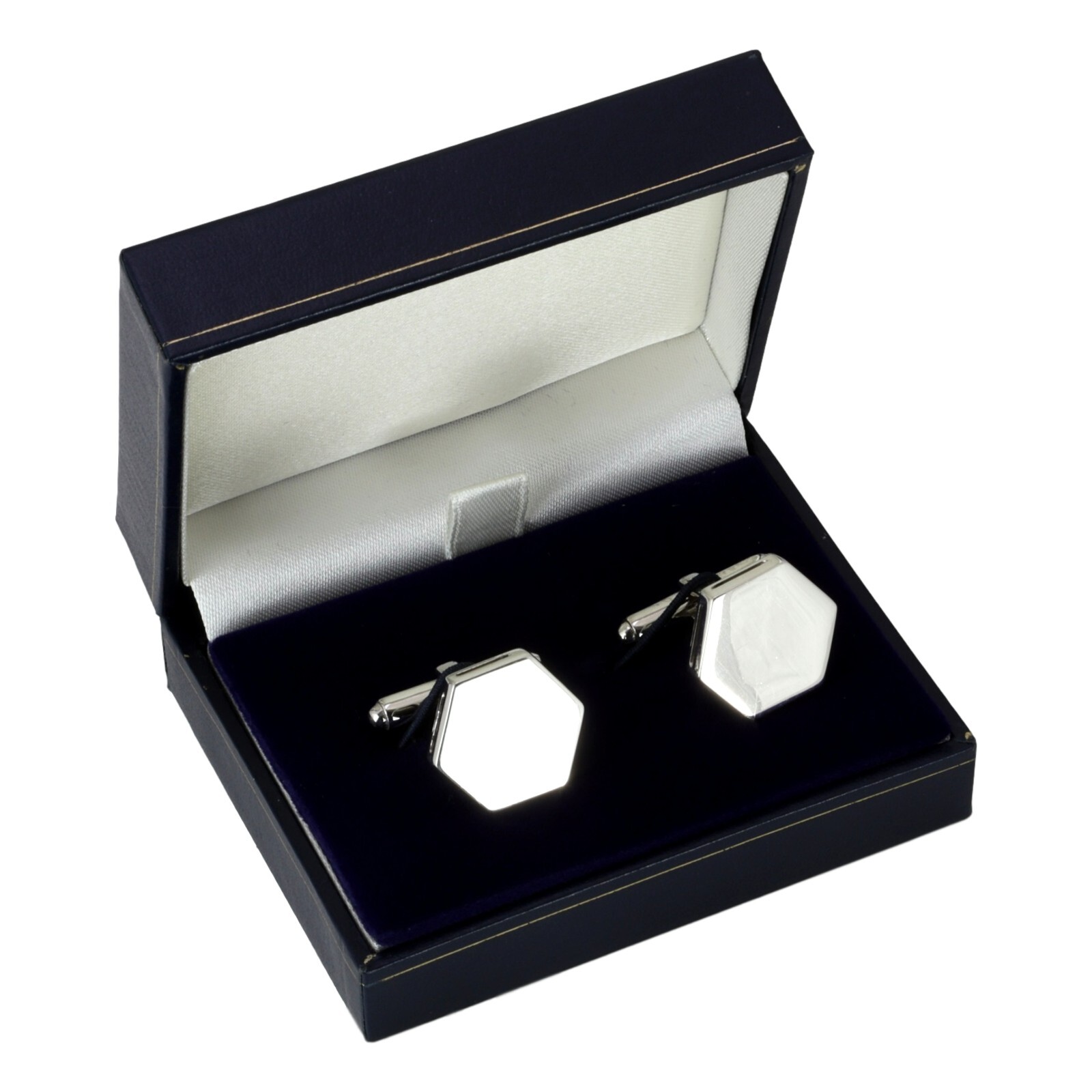 Pair Hallmarked Silver Cufflinks HEXAGONAL Shape … - image 1