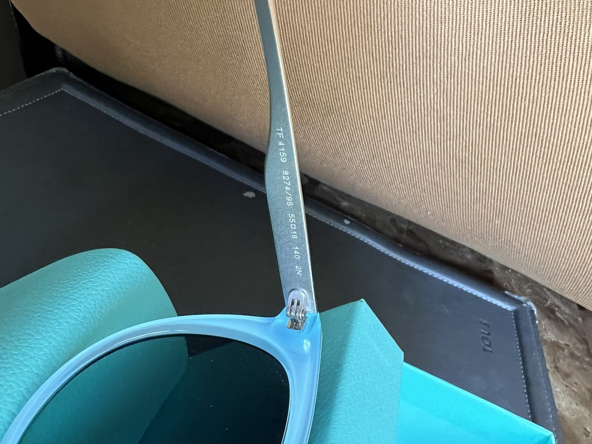 Tiffany & Co. DIAMOND POINT TF Black/Blue Shaded Sunglasses New