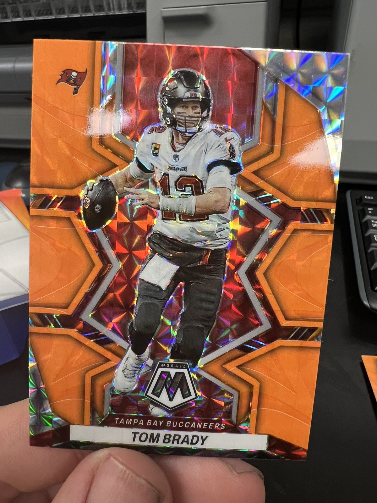 2022 Mosaic Tom Brady Orange Reactive #182 - Buccaneers