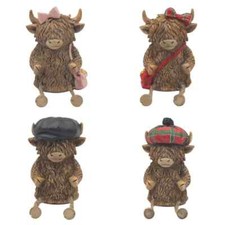 Highland Cow Sitting Ornament Gift Home Decoration Dangly Legs Various Cows