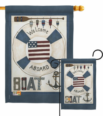 Welcome Aboard Garden Flag Nautical Coastal Decorative Gift Yard House Banner