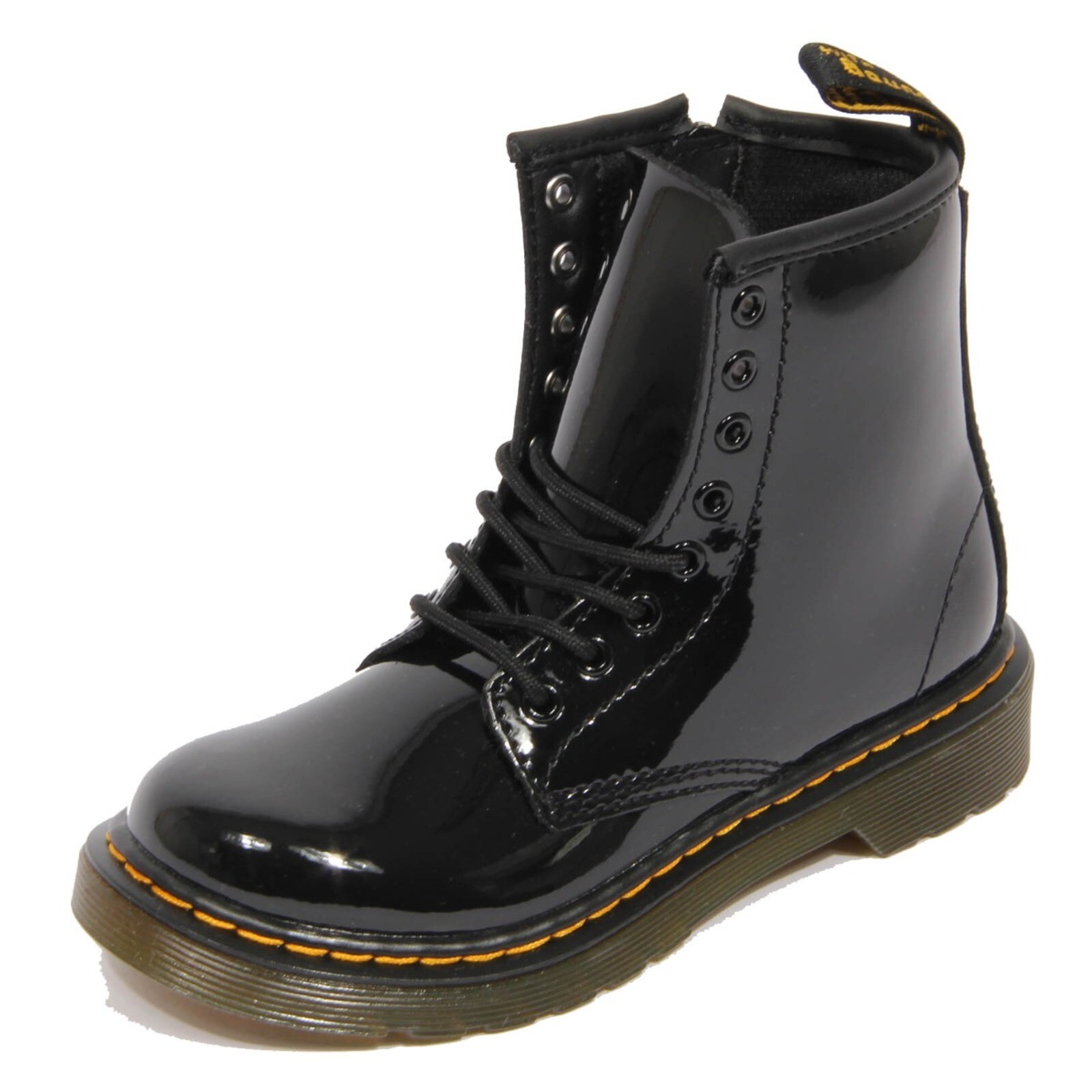 H1636 ботиночки anfibio bimba girl DR. MARTENS kid 1460 ЛАКИРОВАННЫЕ LAMPER черные