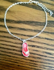 Silver Anklet Pink Flip Flop Ankle Bracelet Crystal Anklet Flip Flop Jewelry