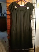 NWT EVAN PICONE Black Knit Basic Instinct Size 6 Dress w Button Detail Ret $99