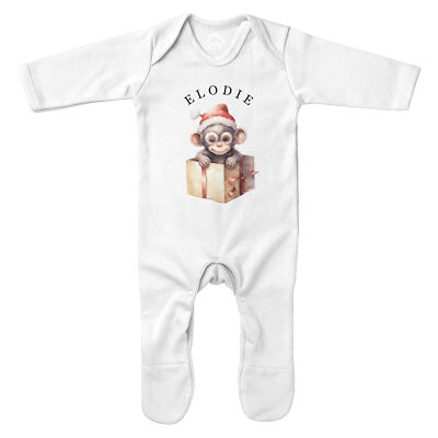 Personalisierter Schimpanse Weihnachtsgeschenk Strampler Weihnachten Baby Affe Safari...