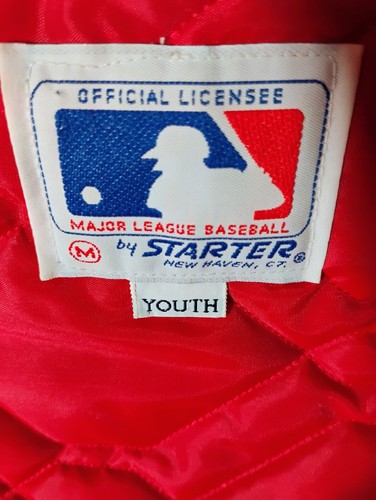 ATLANTA BRAVES STARTER Vintage MLB SCRIPT LOGO SATIN BOMBER JACKET Youth SIZE M - Picture 4 of 8