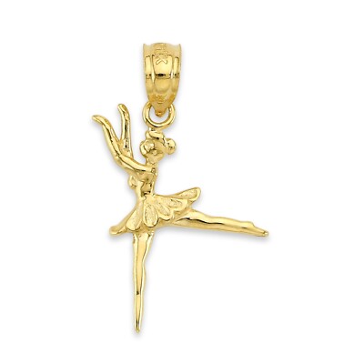 10k/14k Solid Gold Ballerina Pendant - Elegant Dance Charm - Fine Jewelry Gift