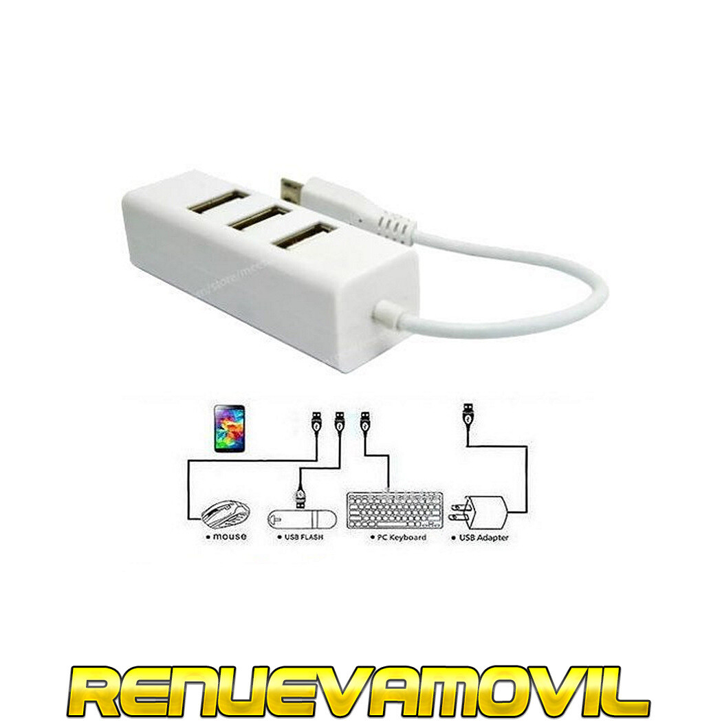 Cable Micro USB 4 Puertos USB Hub OTG Cargador Para Android Ordenador...