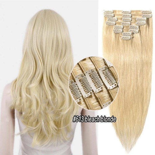"Extensión de cabello humano Remy 100 % real con clip para trama suave 8""-24"" USPS 7A+" 8 piezas - Imagen 19 de 31