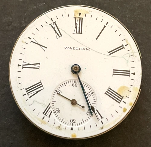 Antique 1903 Waltham Seaside 1890 Pocket Watch Movement Parts/Repair 6s 7j USA