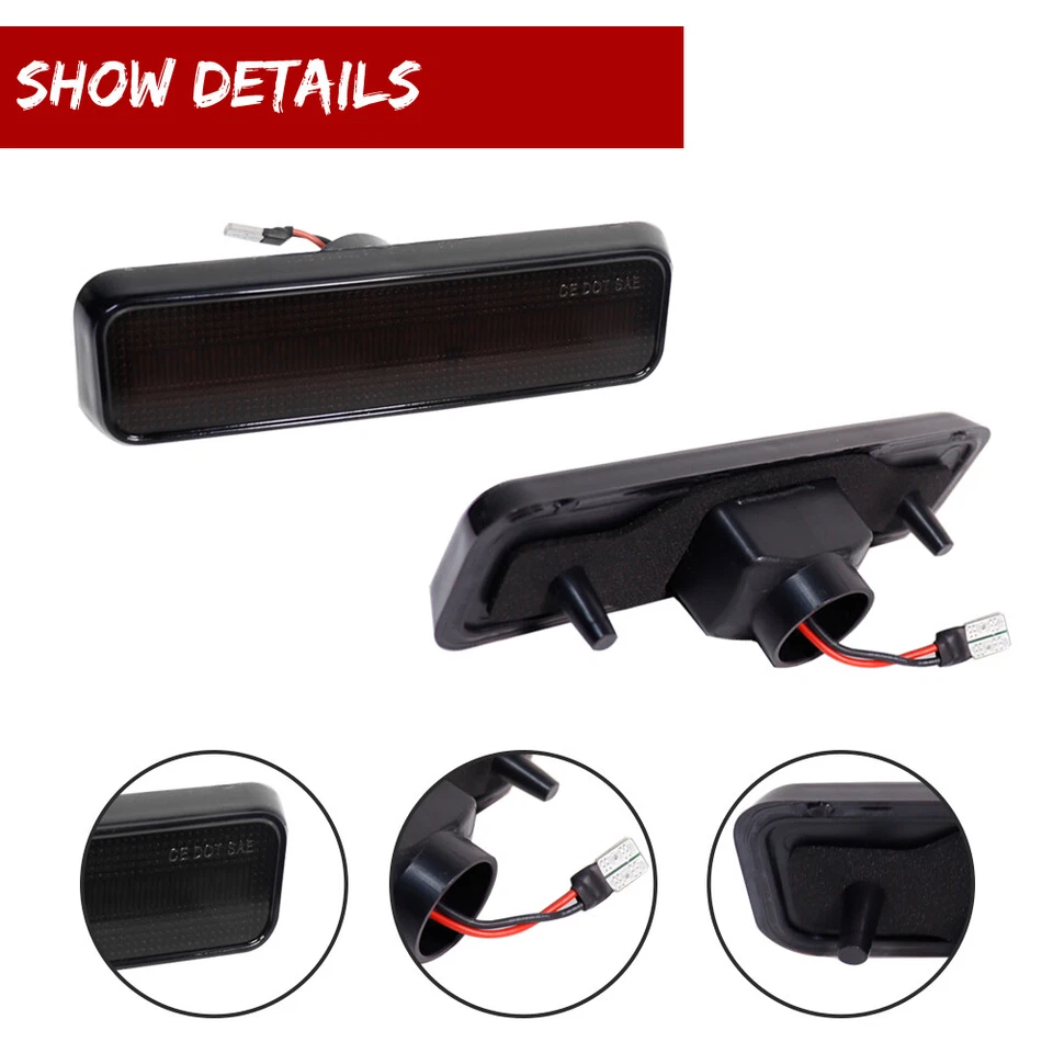 2x Luces de señalización laterales traseras LED ahumadas para camioneta Dodge D150 D250 D350 W150 W250 Foto 3 de 4