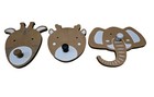 Set Of 3 Hobby Lobby Wooden Animal Wall Hooks Decor Elephant Giraffe Deer CUTE