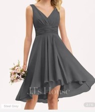 Prom Dress Steel  Gray Size 6 Tea Length