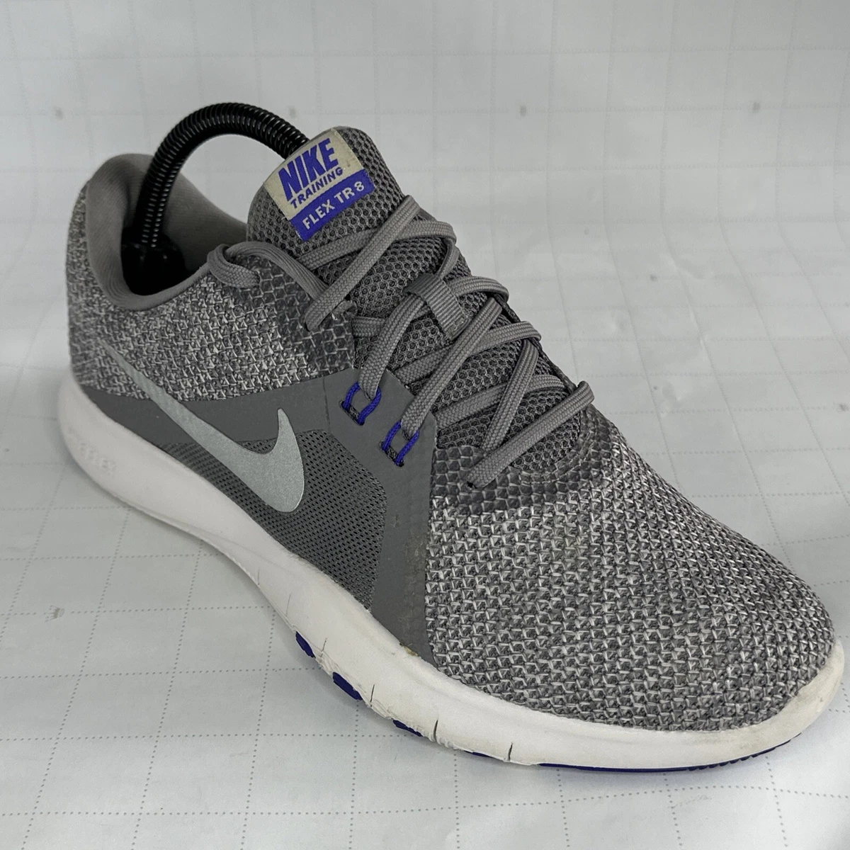 Nike Womens Flex Trainer 8 924339 005 Gray Running Shoes Size 8 Needs Insoles