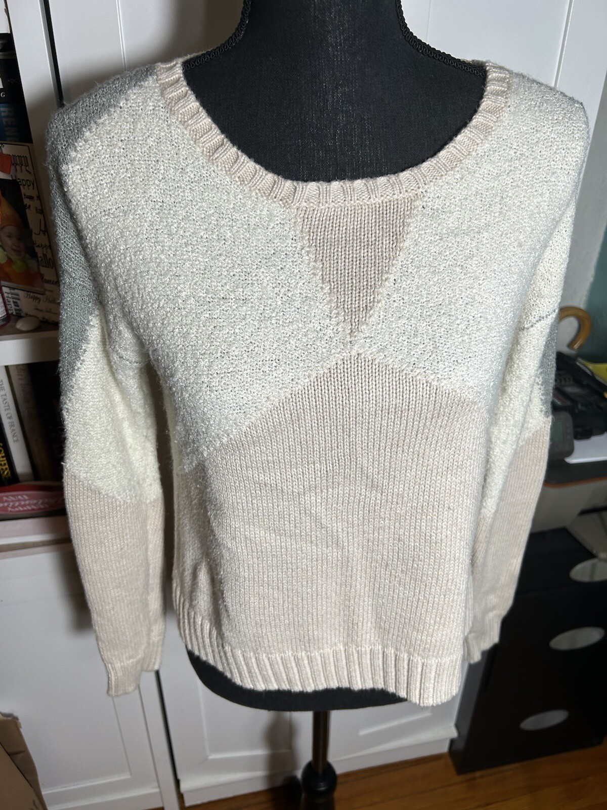 BCBGeneration Womens Pullover Colorblock Cream Gr… - image 2