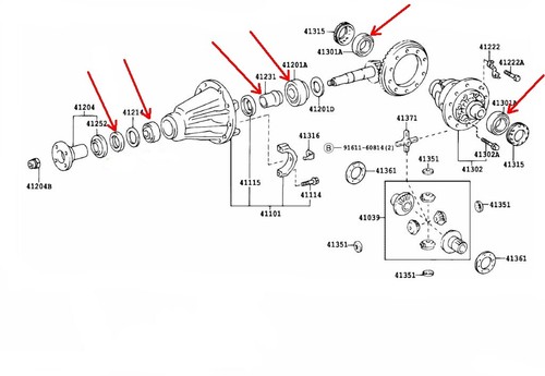 KIT CUSCINETTI DIFFERENZIALE PER TOYOTA LAND CRUISER 90 100 HILUX VI DR DIF007 - Imagen 4 de 4