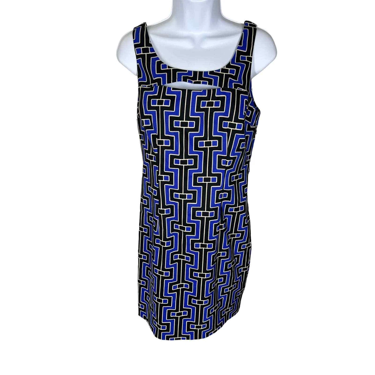 MICHAEL MIchael Kors Blue Black Geometric Sleeveless Dress Women s