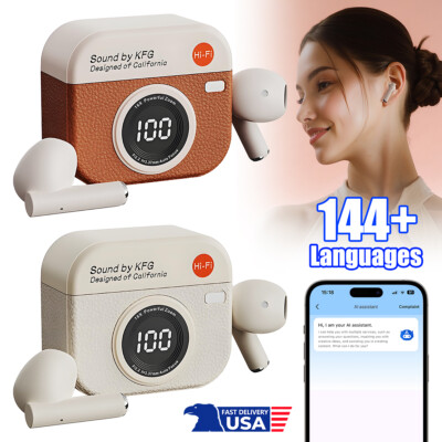 New Wireless Bluetooth Two Way Smart Translation Translator Earbuds 144 Language