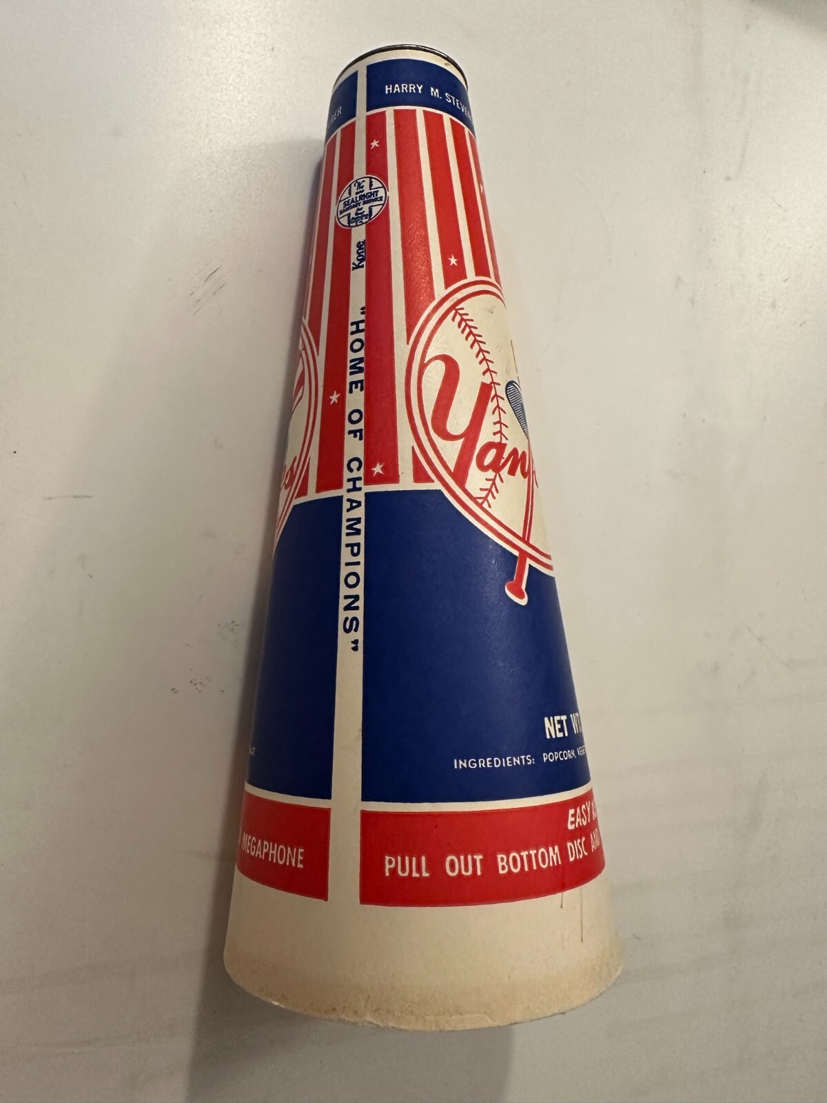 Vintage 1960's New York Yankees Megaphone Popcorn Holder Yankee Stadium