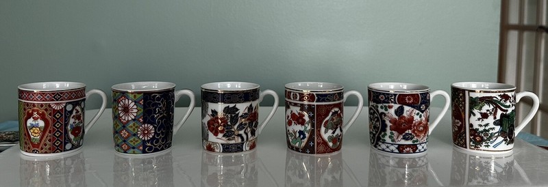 Vintage Imari Style Demitasse Cup and Saucers Set Of 6