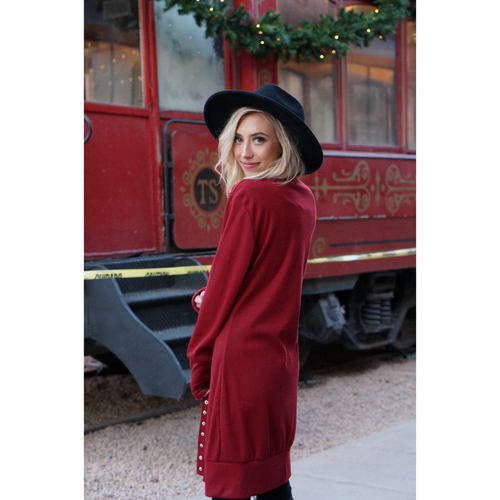 Women's Long Snap Button Front V-Neck Knit Cardigan Sweater 2-2XL - Zdjęcie 4 z 4