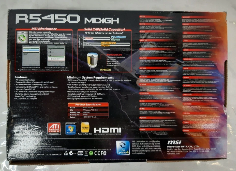 MSI ATI Radeon R5450 1GB DDR3 Video Card GPU (MD1GD3H/LP ) -HDMI-VGA-DVI - NEW - Image 3 of 4