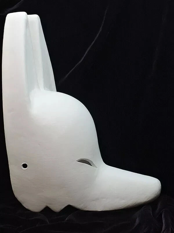 Komendo Fox Half Face Mask White Hand Painted Draw Paper Cosplay Kitsune NEW - Image 3 of 4