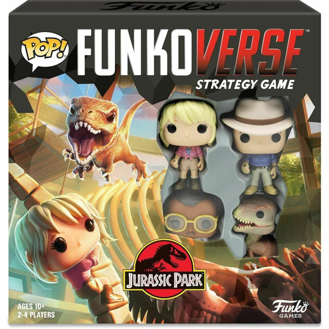 Funko POP Funkoverse Jurassic Park 100 Strategy Game & Raptor Dr Alan Figures