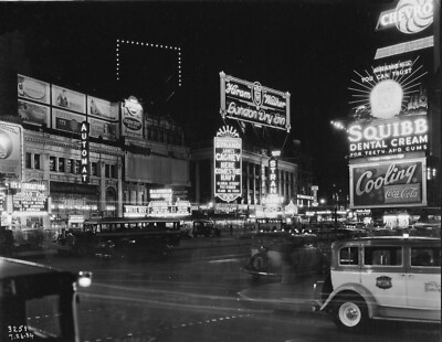 Times Square 1934 Night Hiram Walker Billboard 8 x 10 photograph