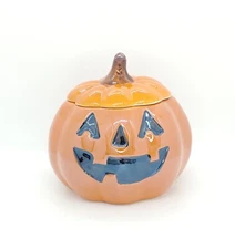Way to Celebrate Halloween Pumpkin Iridescent Earthenware Ceramic Treat Jar