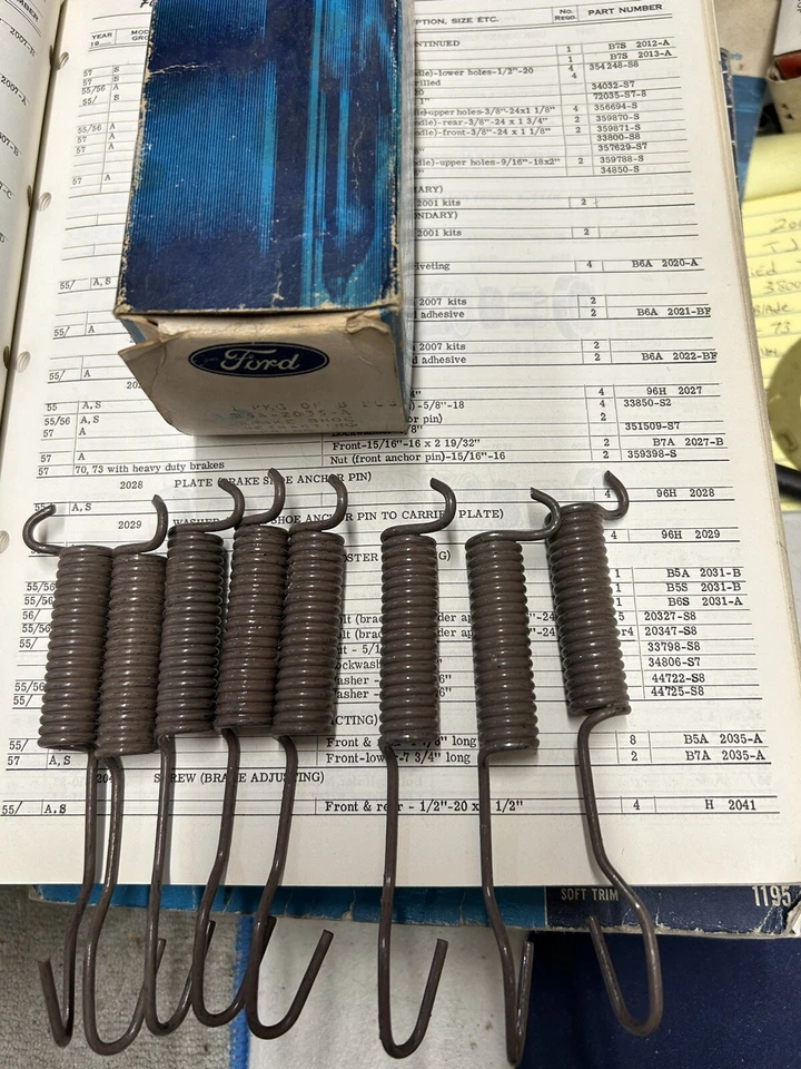 1955 1956 1957 FORD THUNDERBIRD NOS BRAKE SHOE RETRACTING SPRINGS FRONT & REAR - Image 2 of 4