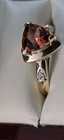  14k INDIA Stamped: Rusty Pink Gemstone W/2 Tested Diamonds; Sz 7 Ring 4.03grams — photo 6