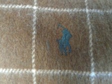 Polo Ralph Lauren Pure Cashmere Brown  Grey Double Plaid Scarf Made Italy NWT 