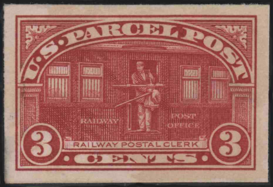 USA 1913 Parcel Post Railway Postal Clerk on Train 3c SMALL DIE PROOF
