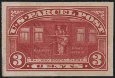 USA 1913 Parcel Post Railway Postal Clerk on Train 3c SMALL DIE PROOF