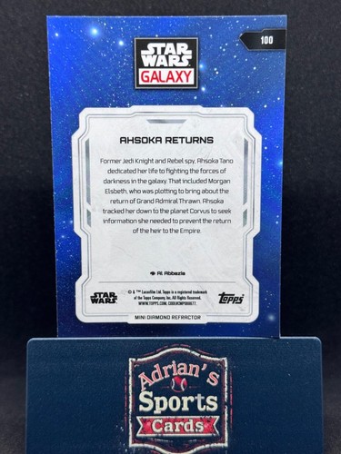 2024 Topps Star Wars Galaxy - Mini Diamond Refractor #100 Asoka Returns - Picture 2 of 2
