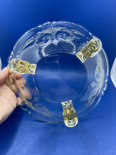 Vintage 1930s Yellow Heisey Old Colony Crystal Glass Nappy Bowl On Pedistal Feet - Picture 7 of 11