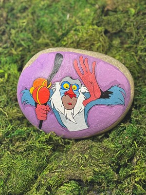 Hand Painted Disney Lion King River Rock Weather resistant