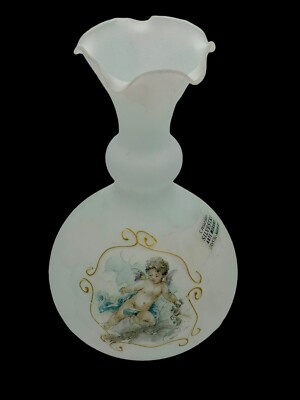 Murano Creazioni Silvestri Crystal Mouth Blown Vintage Italian Vase Ruffled Rim