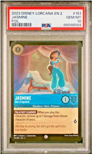 2023 Disney Lorcana EN 2 #151 Jasmine Héritier d'Agrabah FOIL PSA 10 GEM-MT - Photo 1/2