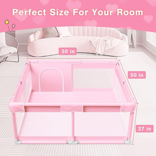 360-Degree View Pink Baby Playpen - Lightweight & Easy to Assemble Fun Center - Picture 8 of 9