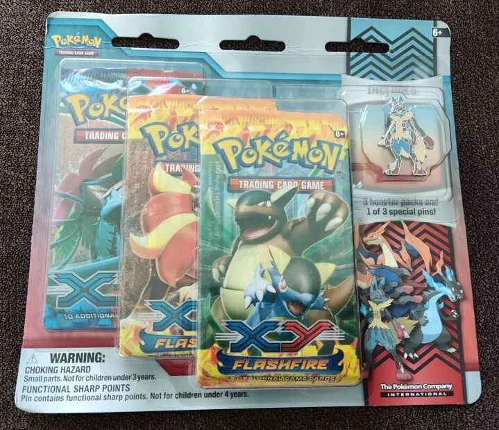  Pokemon XY Flashfire Trading Card Game Booster Pack Pin Set-  Mega Lucario : Toys & Games