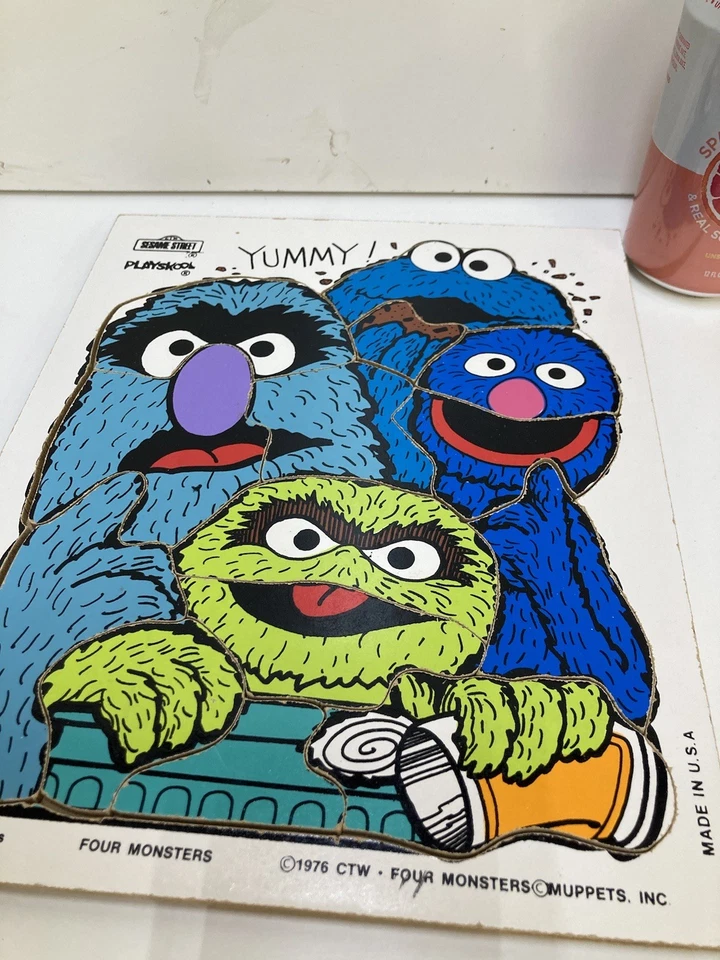 2 Wooden 1976 Vintage Playskool Sesame Street Puzzles . 9.5”x11.5” - Image 3 of 4