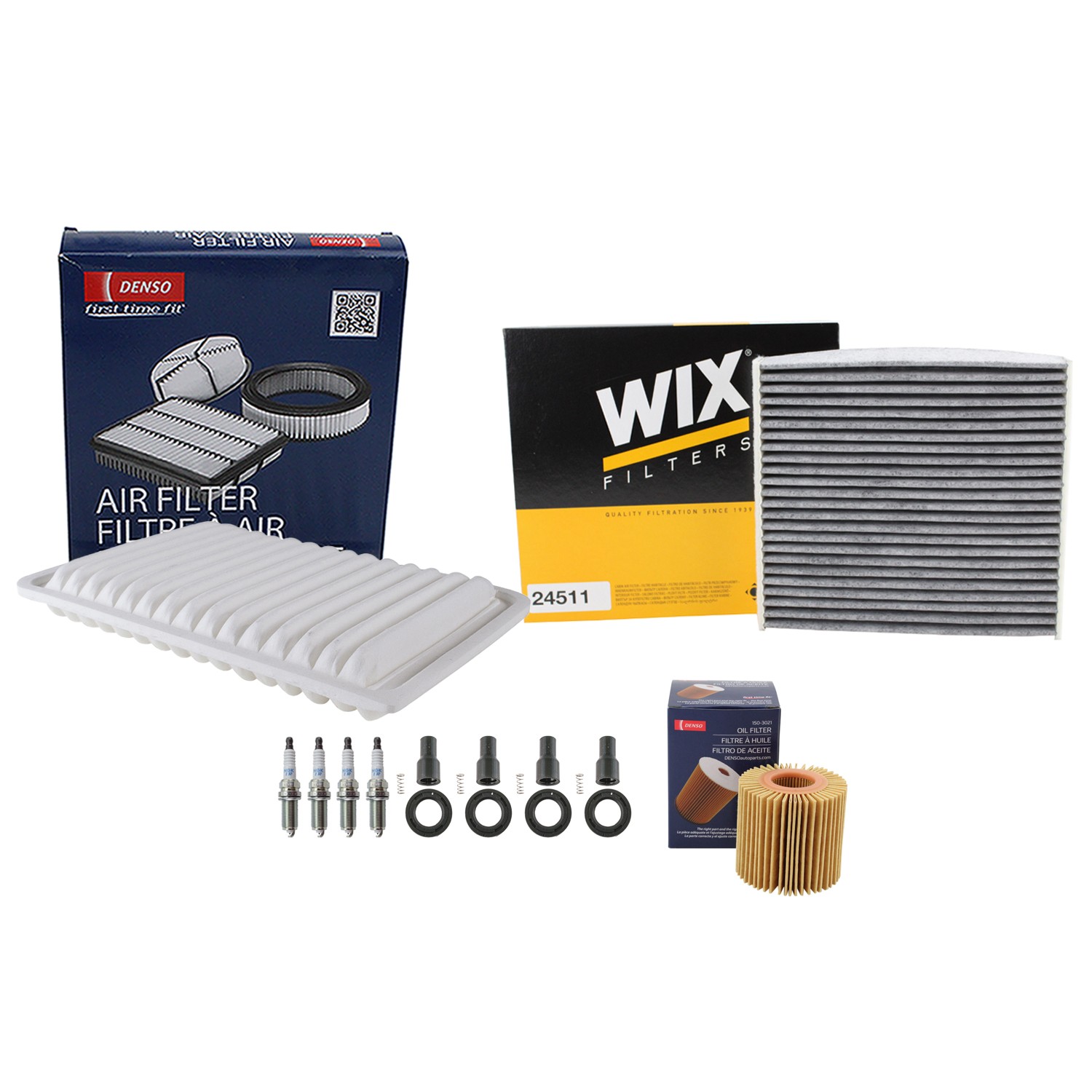 Denso Tune Up Kit NGK 4 Spark Plugs  Boots Kit for Camry Venza L4 W/ Gap 0.044