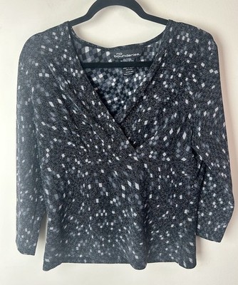 No Boundaries Top Womens 11/13 VNeck Short Sleeve Surplice Black Silver Y2K 90s